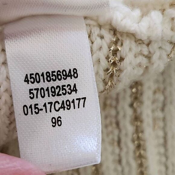 Chico's stretch knit tunic sweater gold cream stripe bell sleeve Size 3 XL - Picture 10 of 10